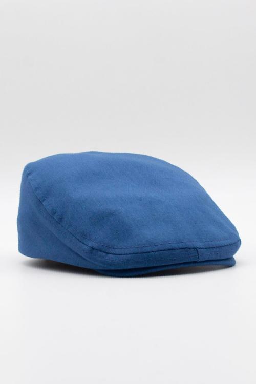 Erkek Düz Pamuklu İndigo Flat Cap Kasket