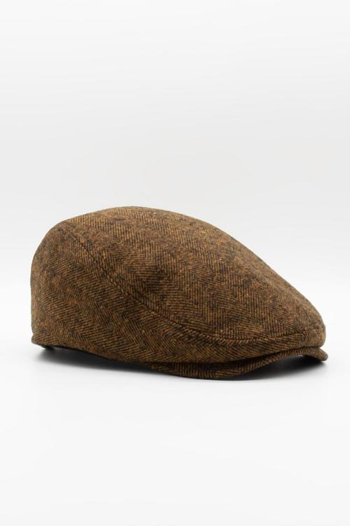 Erkek Kasket Balıksırtı Flat Cap Termal Yün Şapka-Bakır