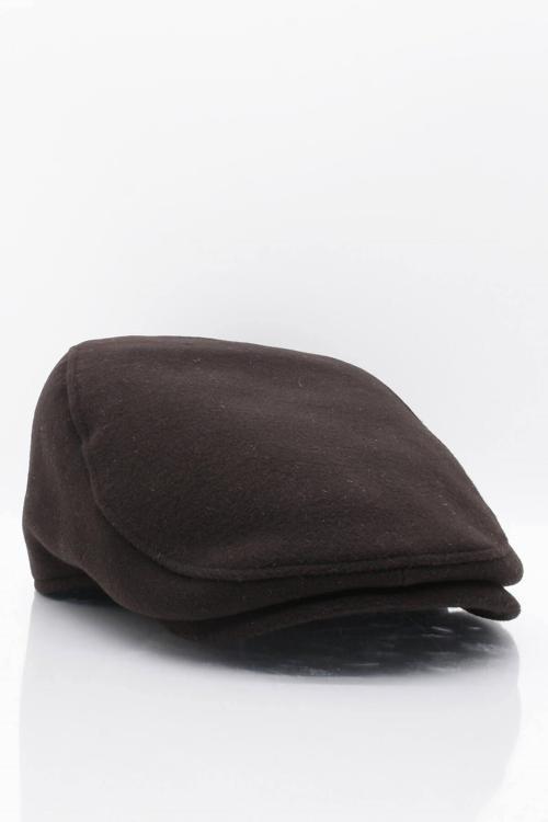 Erkek Şapka Kahve Kışlık Trend Flat Cap Yün Kasket