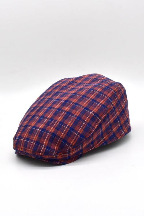 Erkek Ekose Çizgili London Kasket Flat Cap Şapka