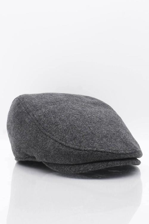 Erkek Şapka Füme Kışlık Trend Flat Cap Yün Kasket