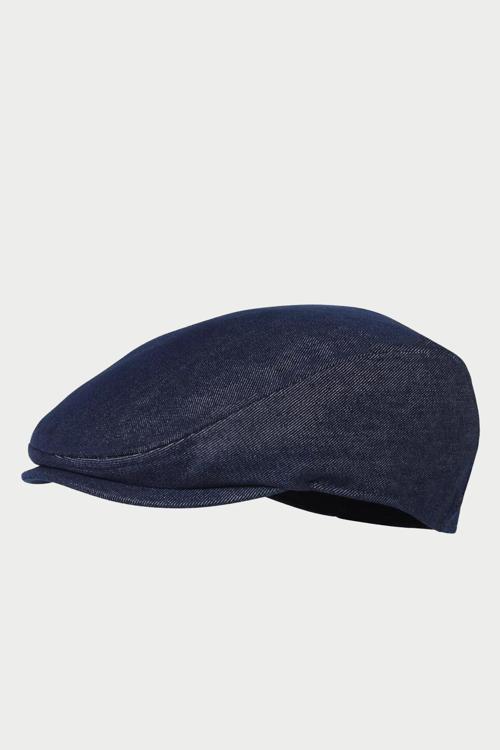 Erkek Denim Kasket Flat Cap Koyu Lacivert Jean Şapka
