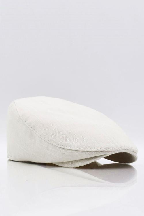 Erkek Düz Pamuklu Açık Bej Flat Cap Kasket