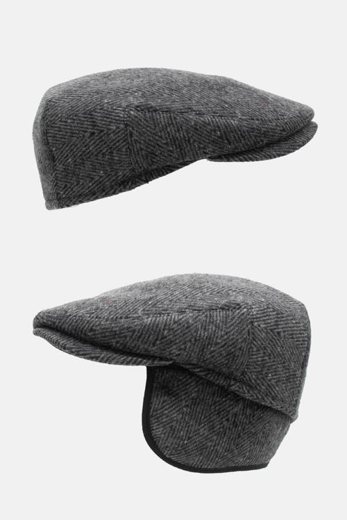 Erkek %100 Yün Kasket Kulaklı Şapka Flat Cap