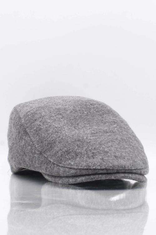 Erkek Şapka Gri Kışlık Trend Flat Cap Yün Kasket