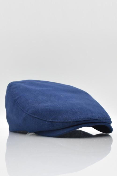 Erkek Düz Pamuklu Lacivert Flat Cap Kasket