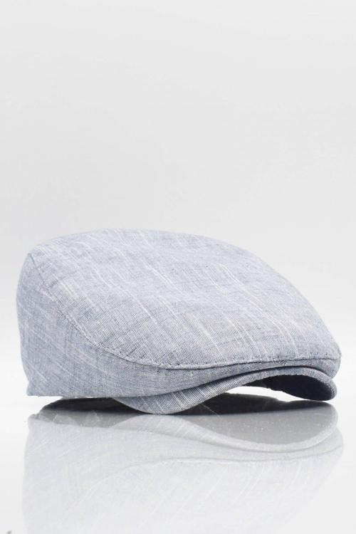 Erkek Düz Pamuklu Gri Flat Cap Kasket