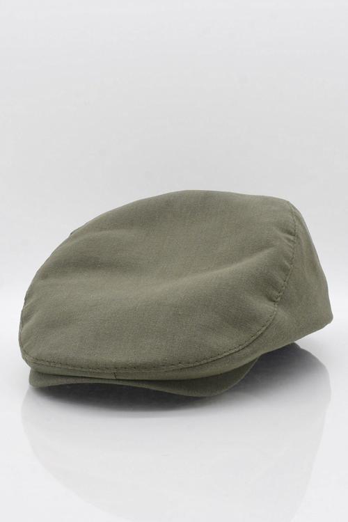 Erkek Haki Kasket Keten Yazlık Flat Cap Şapka