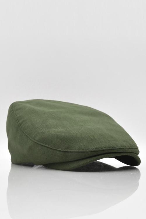 Erkek Düz Pamuklu Yeşil Flat Cap Kasket