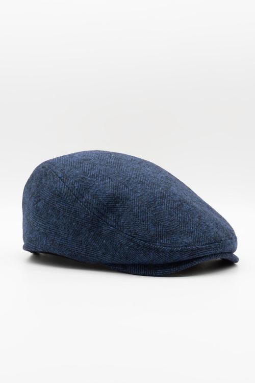 Erkek Kasket Balıksırtı Flat Cap Termal Yün Şapka-Lacivert