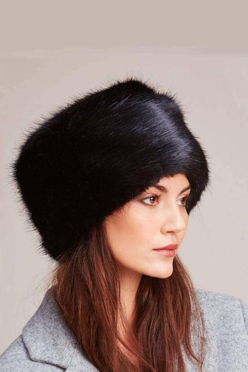 Kadın Cossack Kalpak Kürklü Siyah Şapka