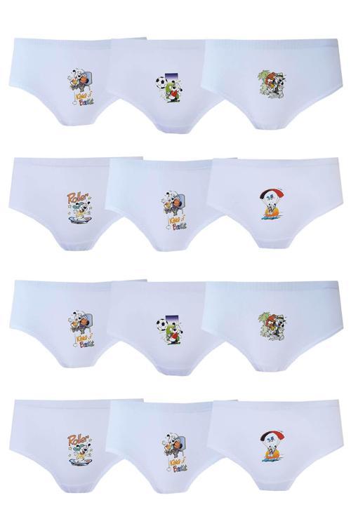 İç Giyim 12li Kız Çocuk Baskılı Bato Pamuklu Slip Külot