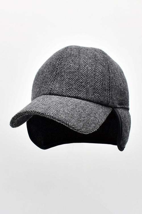 Erkek Balıksırtı Desenli Yün Kışlık Kulaklı Kep Beyzbol Şapkası