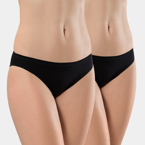 Kadın Likralı 2'li Pamuklu Bikini Külot 230/Siyah
