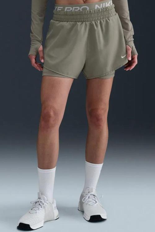 Pro Dri Fİt 2IN1 Loose Fit Women's Shorts Kadın Bol Kesim Taytlı Antrenman Şortu Haki