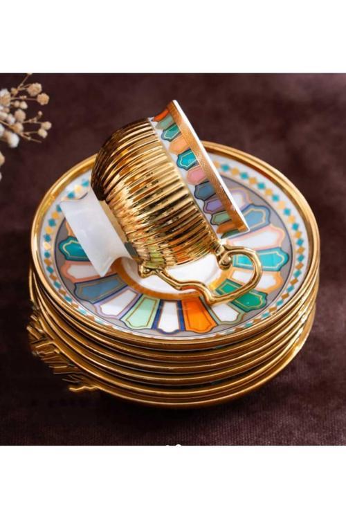 Pompei Lüx Porselen 6 Lı Fİncan Takımı Kırmızı