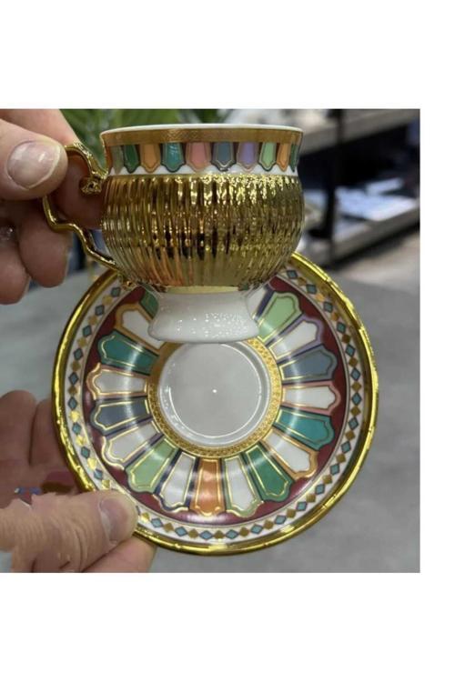 Pompei Lüx Porselen 6 Lı Fİncan Takımı Kırmızı