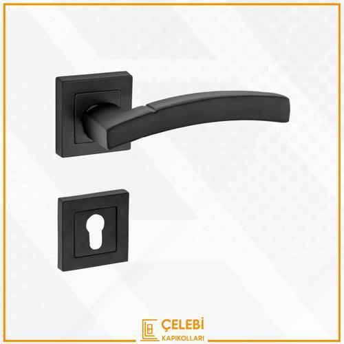 BALMONDİ KOL KARE ROZETLİ SİYAH YALE KAPI KOLU