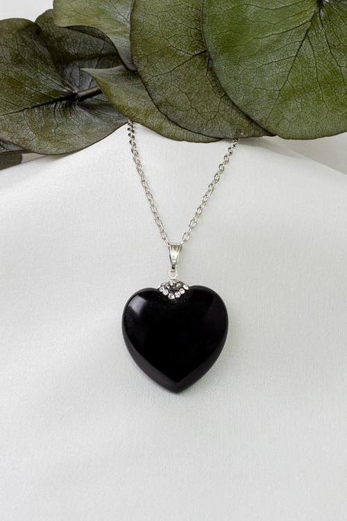 Siyah Akik Taşı Kolye