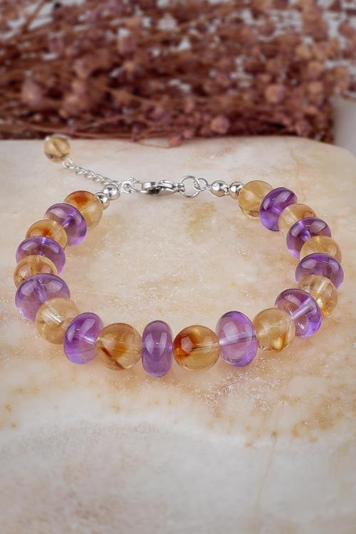 Ametist ve Sitrin Taşı Bileklik