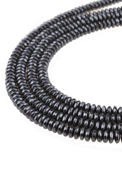 6X3 MM Faset Kesim Rondela Hematit Dizi Doğaltaş - DZ4335