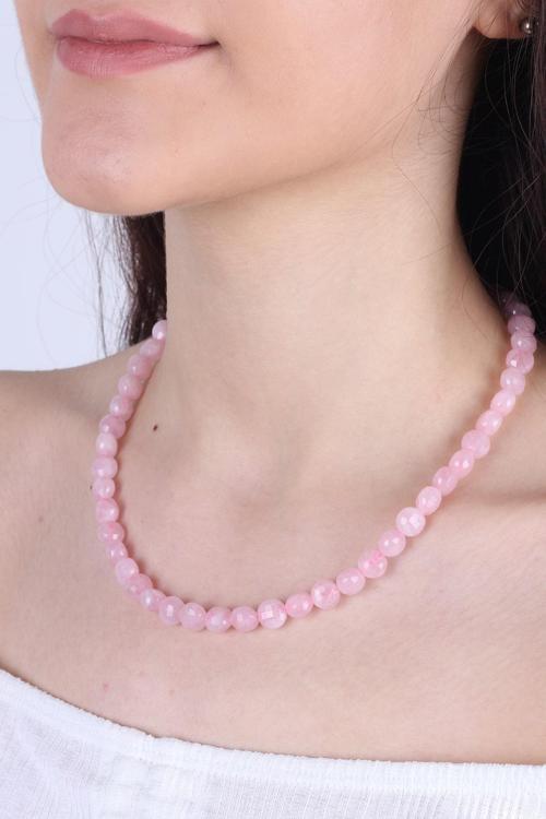 Pembe Kuvars Taşlı Kadın Kolye - 200189