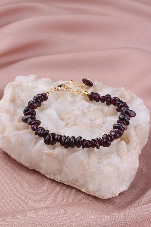 Doğal Lal Granat ( garnet ) Taşlı Kadın Bileklik - 300204