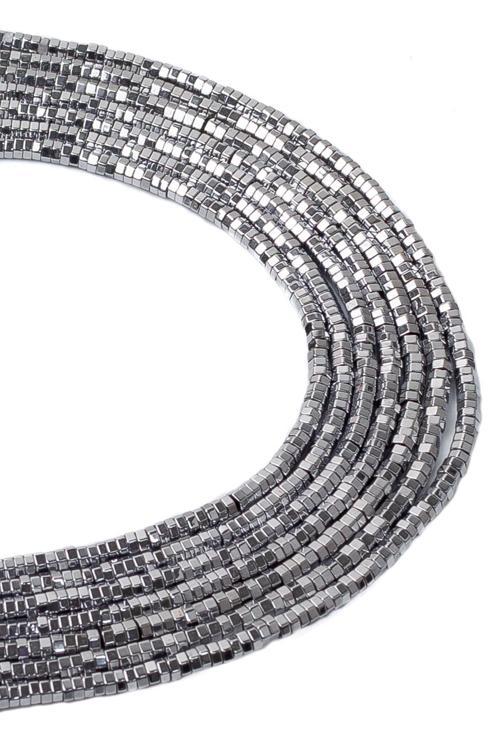 2X1 MM Gümüş Renkli Altıgen Hematit Taşı Dizi