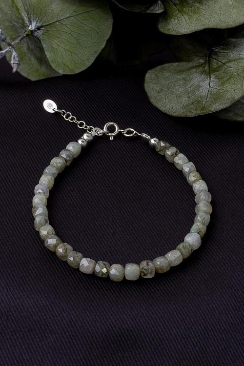 Labradorit Taşı Bileklik ( 925 Ayar Gümüş Aparatlı )