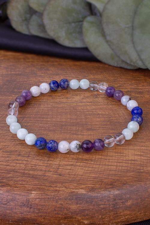 Ametist, Ay Taşı, Kristal Kuvars, Lapis ve Larimar Taşı Bileklik