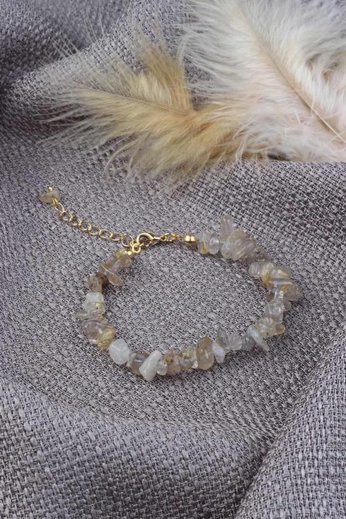 Doğal Gold Rutil Kuvars Taşlı Kadın Bileklik - 300186