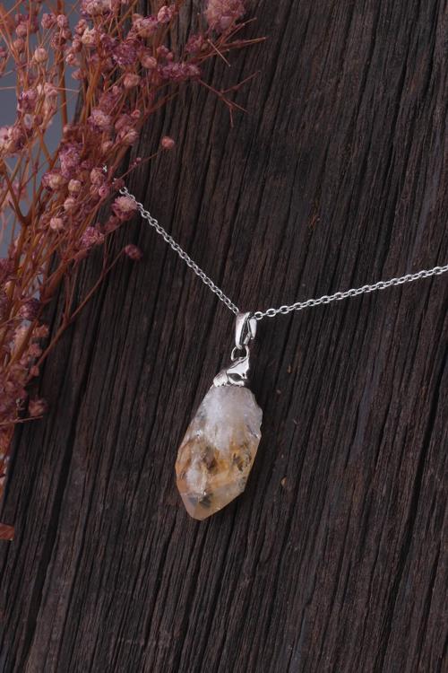 Ham Doğal İşlenmemiş Sitrin Taşı Kolye - KL0423