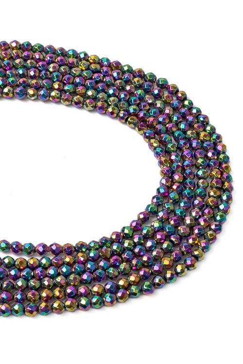 3 MM Renkli Faset Kesim Hematit Taşı Dizi