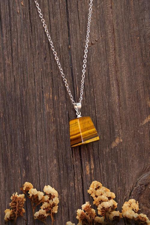 Kaplan Gözü Taşı Kadın Kolyesi