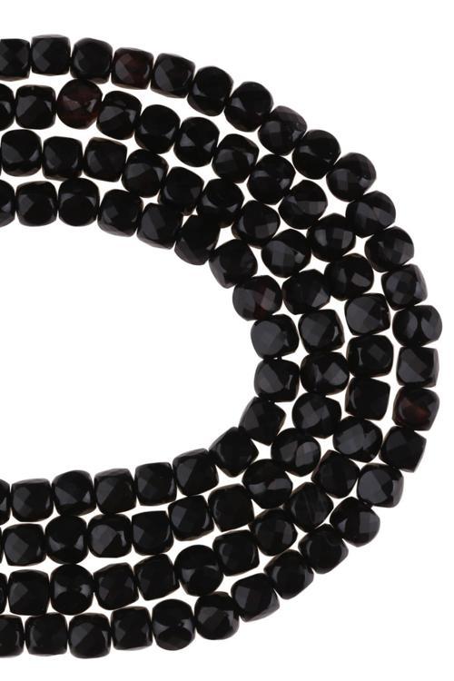 4X4 MM Küp Kesim Siyah Akik Taşı Dizi - DZ3893
