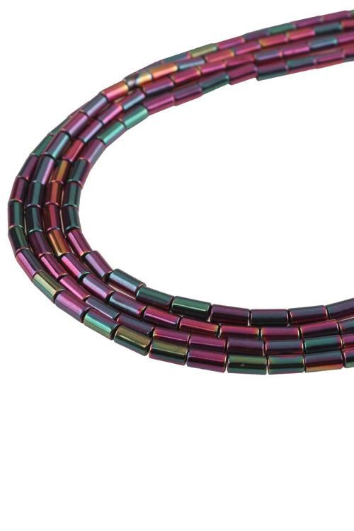 3X5 MM Silindir Renkli Hematit Taşı Dizi - DZ4321-R