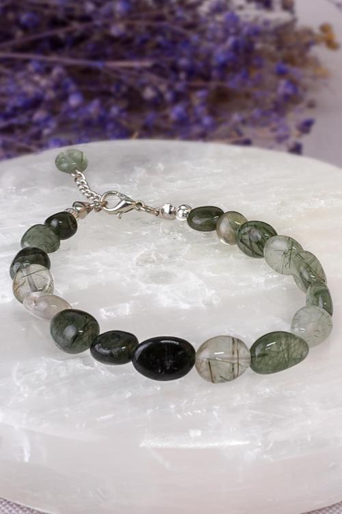 Yeşil Rutil Kuvars Taşlı Doğal Taş Bileklik