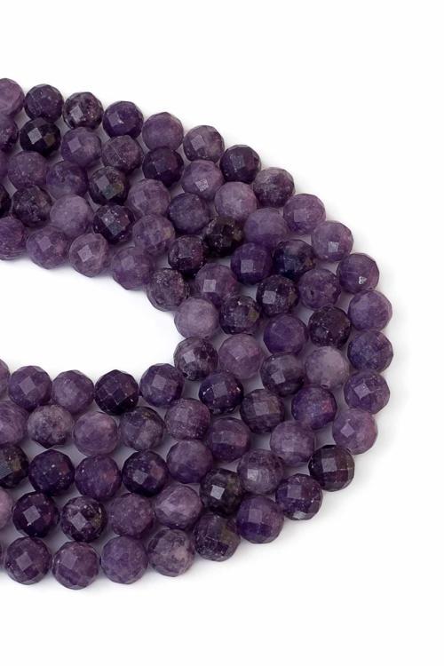 8 MM Faset Kesim Lepidolit Taşı Dizi