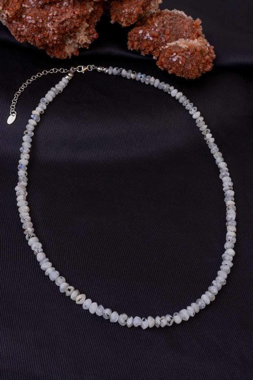 Ay Taşı Kolye ( 925 Ayar Gümüş Aparatlı )