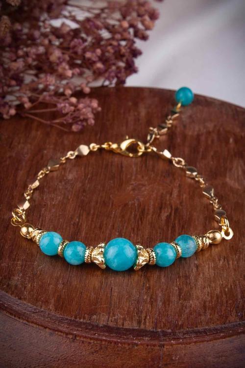 Amazonit Taşlı Doğal Taş Bileklik