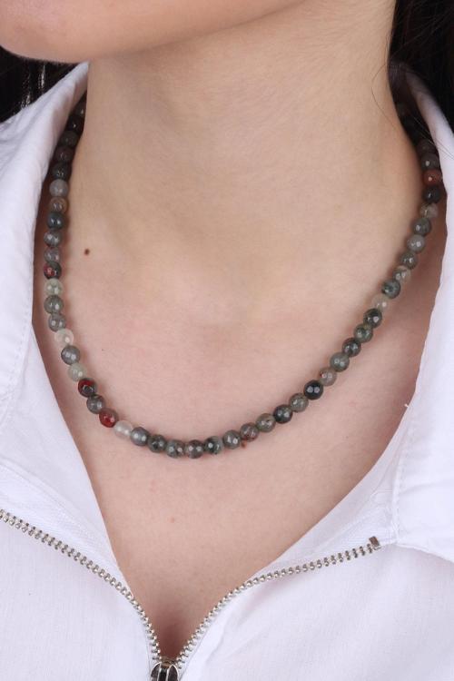 Faset Kesim Kan Taşlı Kadın Kolye - 200090