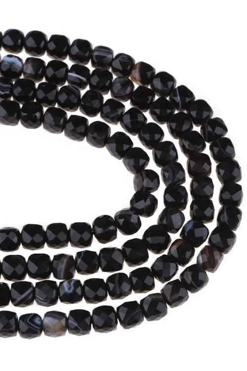 5X5 MM Küp Kesim Siyah Akik Taşı Dizi - DZ3725