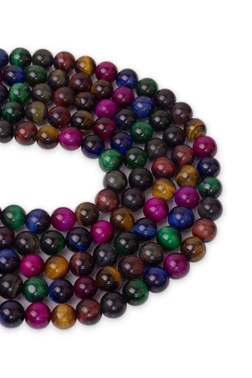 8 MM Renkli Kaplan Gözü Taşı Dizi