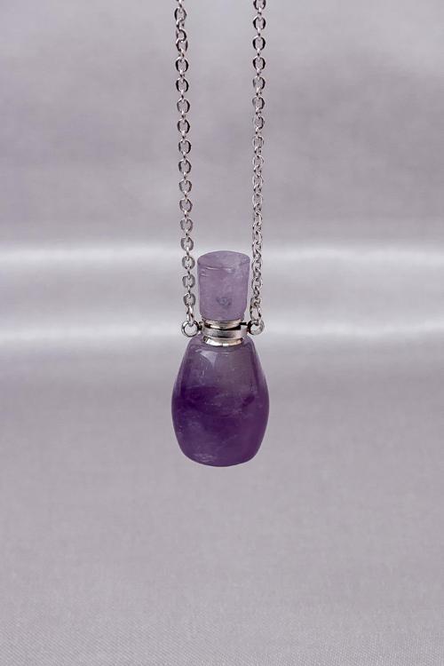 Ametist Taşı Parfüm Şişesi Kolye