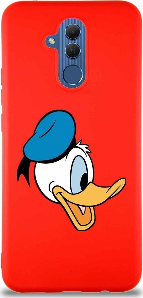 Huawei Mate 20 Lite Soft Premier Kapak Donald Duck-F Tasarımlı Silikon Kılıf - Kırmızı