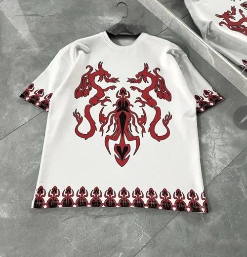 MDB Unisex Bisiklet Yaka Baskılı Oversize Thirt  Beyaz