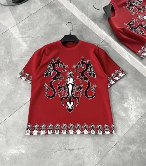 MDB Unisex Bisiklet Yaka Baskılı Oversize Thirt  Kırmızı