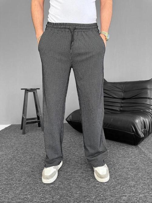 MDB u Yolu Çizgili Cepli Pantalon  iyah