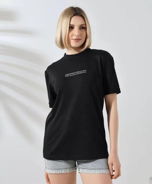 MDB Unisex Bisiklet Yaka Baskılı lim Fit Thirt  iyah
