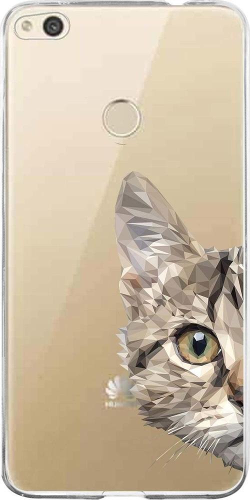 Huawei Gr3 2017 Uyumlu Kapak Catface Tasarımlı Şeffaf Silikon Kılıf